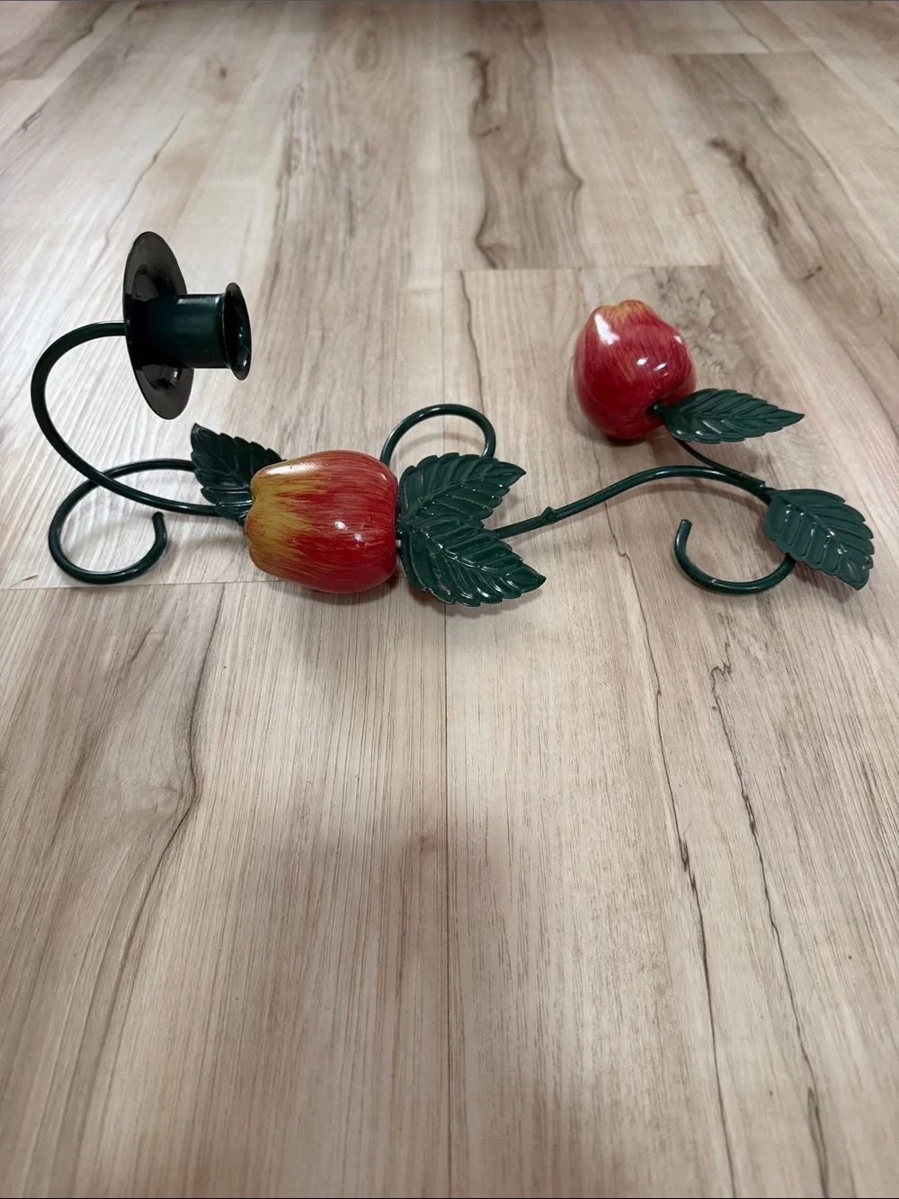 Set of 2 Vintage Apple Wall Candle Sconces Farmhouse Kitchen Country Cottage
